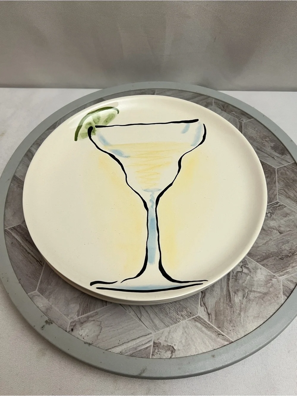 World Market Margarita Cocktail Appetizer Dessert Plates Set of 3 Ceramic 8 In